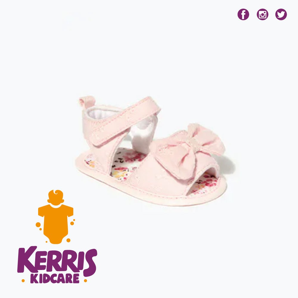Girls Pink Bow Soft Sole Baby Sandals